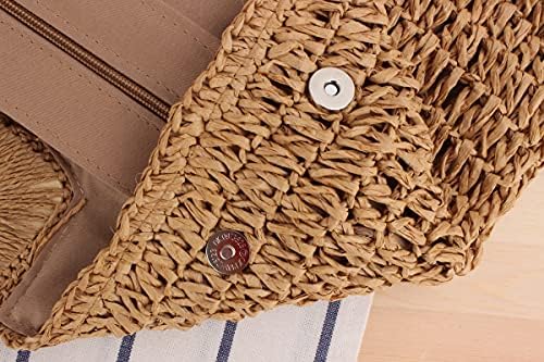 Handmade Straw Beach Bag for Women Summer Woven Large Tote Bag Rattan Handbag Hobo Bohemian Vacation Bags - Image 6