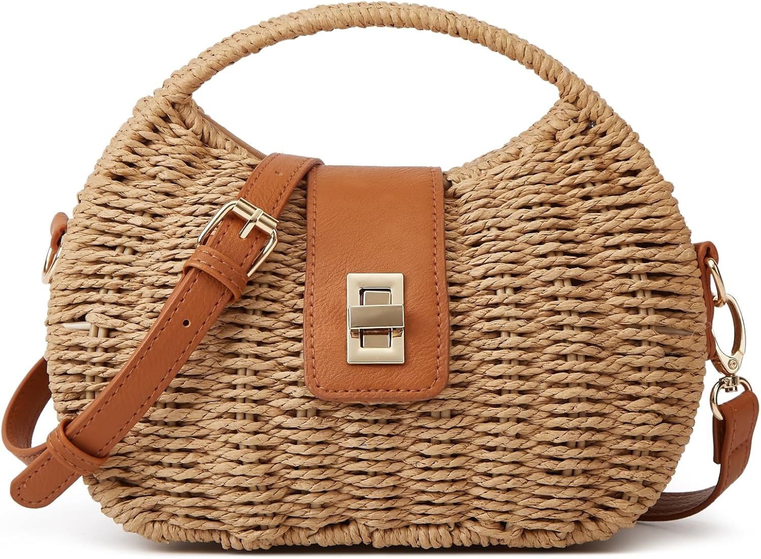 Handmade Straw Woven Bag Beach Clutch Purses Women Vacation Shell Shoulder Crossbody Summer Dumpling Handbag Basket Tote - Image 10