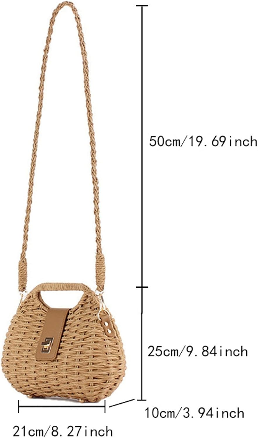 Handmade Straw Woven Bag Beach Clutch Purses Women Vacation Shell Shoulder Crossbody Summer Dumpling Handbag Basket Tote - Image 7