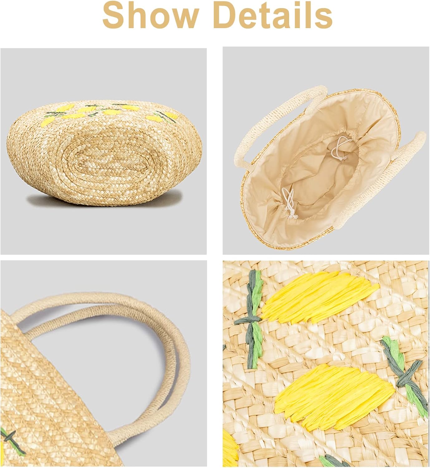 Handwoven Rattan Straw Beach Bag Tote Bag Handbag for Women - Image 3