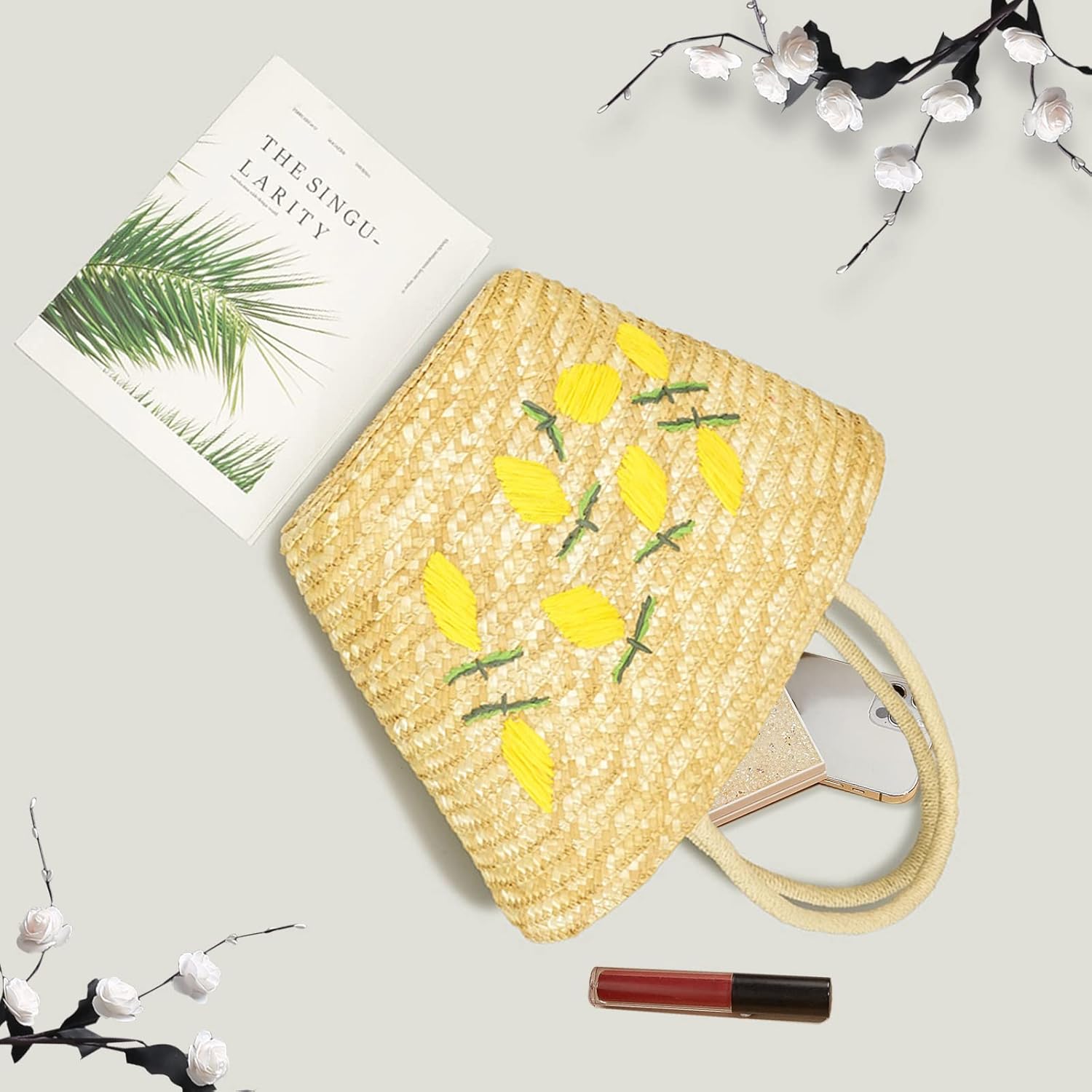 Handwoven Rattan Straw Beach Bag Tote Bag Handbag for Women - Image 5