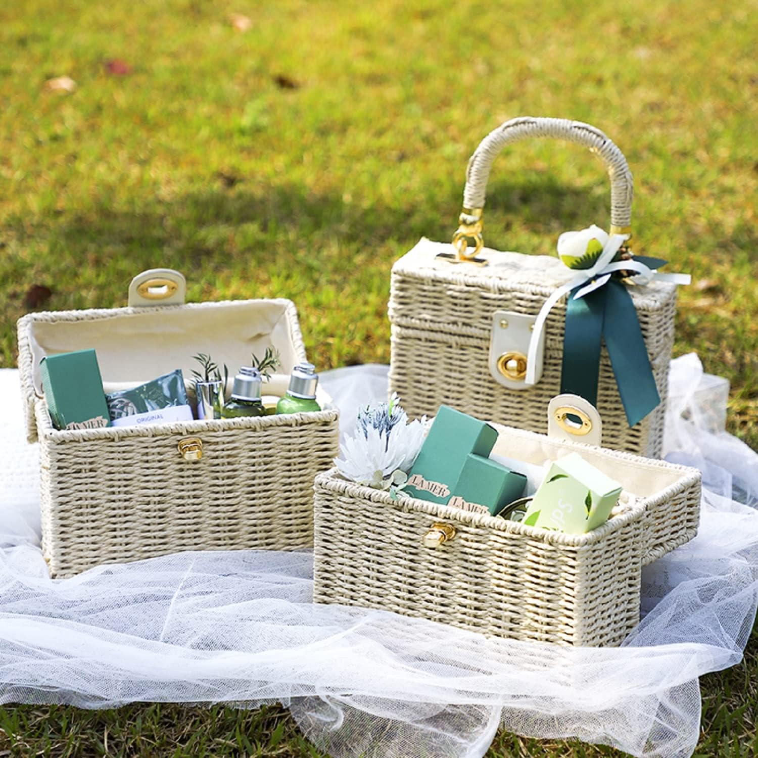 Handwoven Rattan vintage purse Bag Natural Chic Casual Handbag Beach Sea tote Basket Straw vacation Bag (Brown) - Image 5