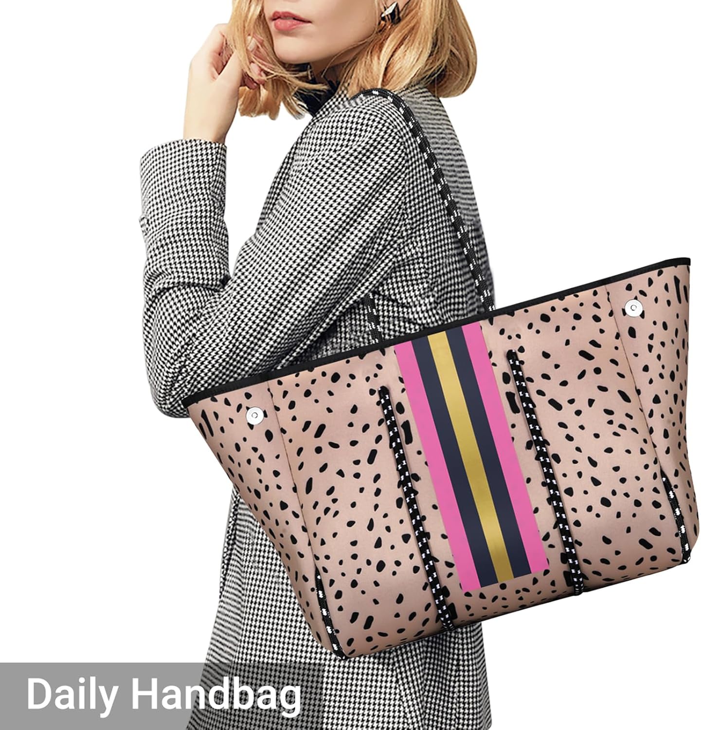 IBFUN Neoprene Bag, Large Multipurpose Beach Bag Neoprene Tote Bag with Inner Pocket for Women\/Pool - Image 3