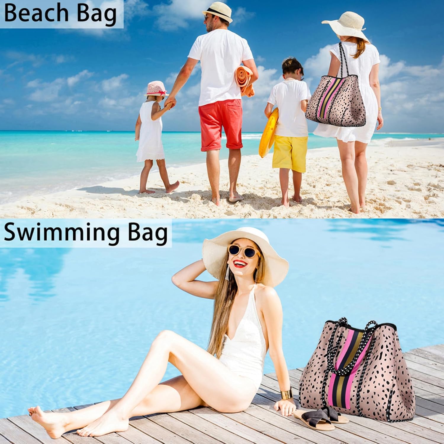 IBFUN Neoprene Bag, Large Multipurpose Beach Bag Neoprene Tote Bag with Inner Pocket for Women\/Pool - Image 4