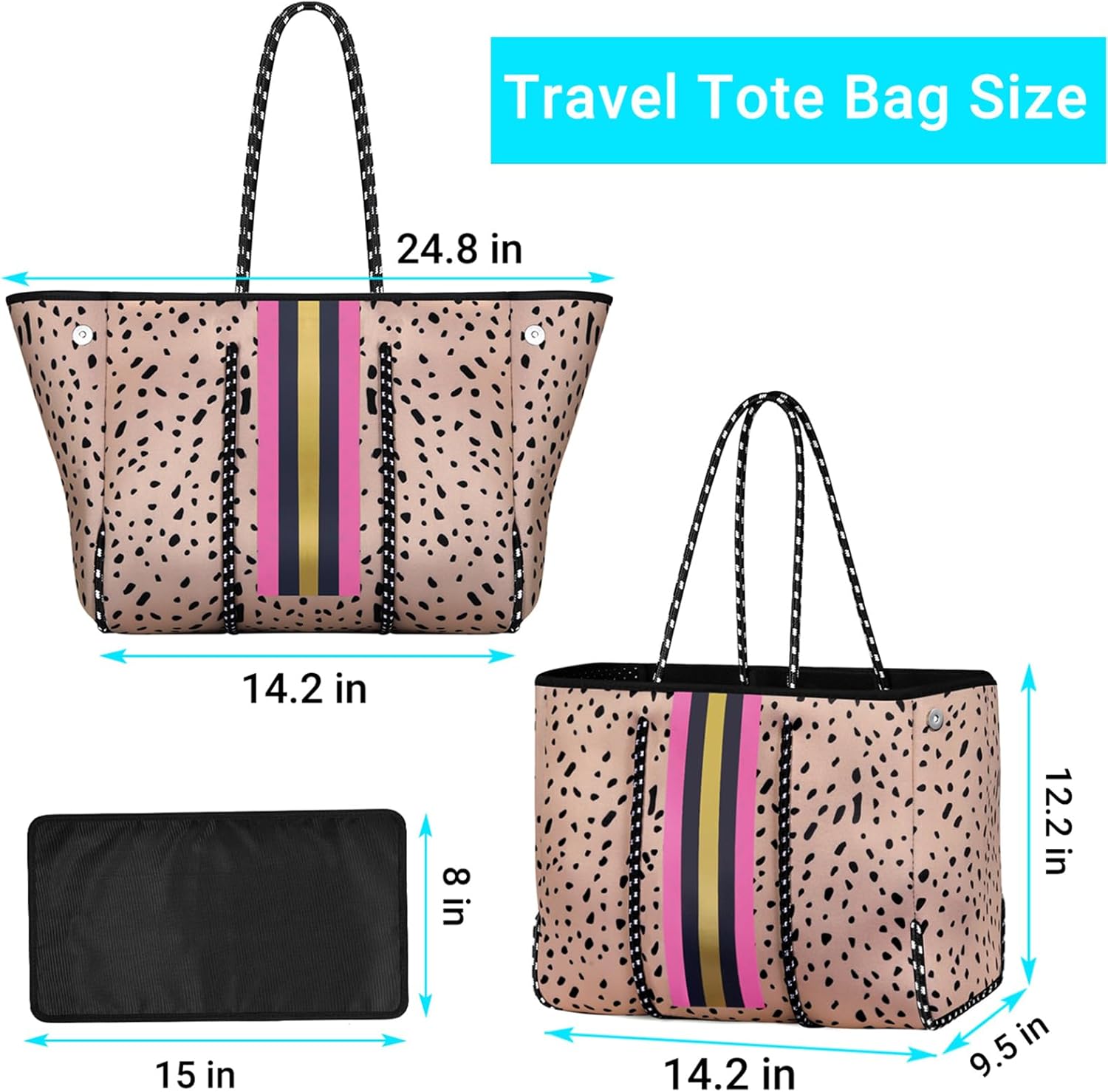 IBFUN Neoprene Bag, Large Multipurpose Beach Bag Neoprene Tote Bag with Inner Pocket for Women\/Pool - Image 6