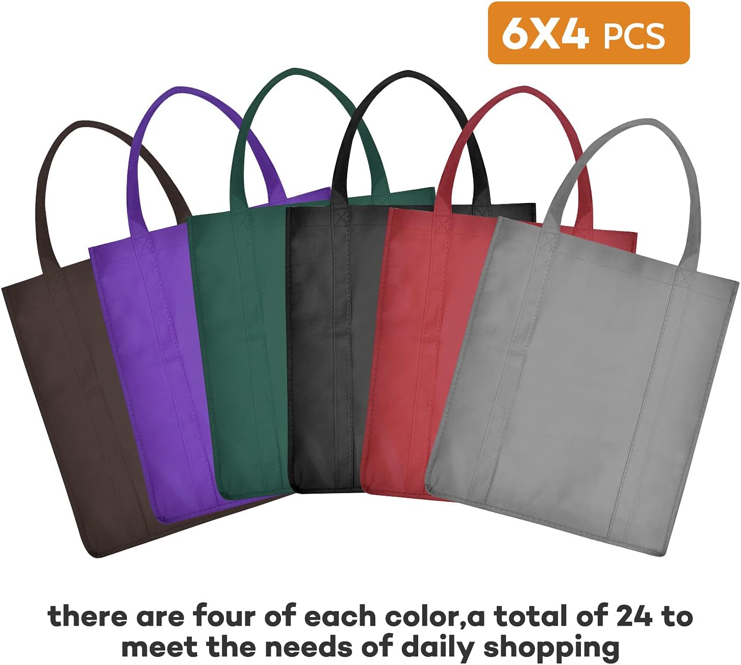 JERIA 24-Pack Reusable Grocery Bags,Large Washable Foldable Shopping Bags,Heavy Duty Tote Bags with Reinforced Handles - Image 3