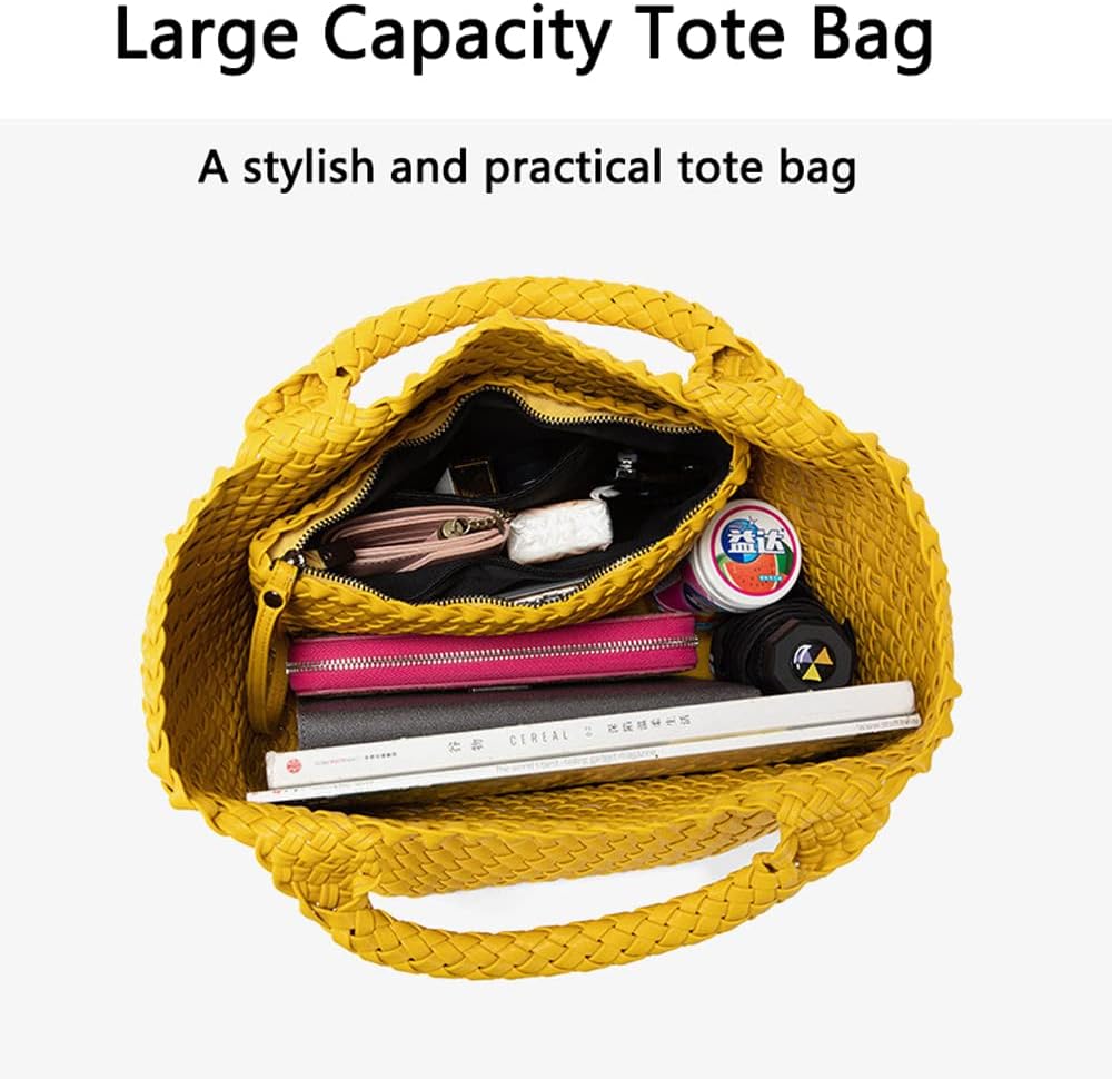 JINMANXUE Fashion Woven Bag Shopper Bag Travel Handbags and Purses Women Tote Bag Large Capacity Shoulder Bags - Image 3