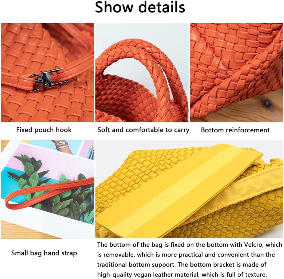 JINMANXUE Fashion Woven Bag Shopper Bag Travel Handbags and Purses Women Tote Bag Large Capacity Shoulder Bags - Image 5