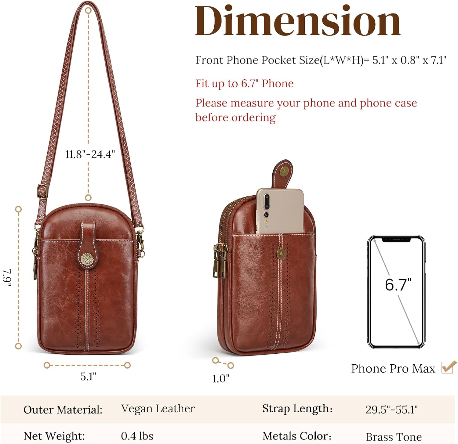 Leather Tote Bag for Women with Small Crossbody Bag - Image 3