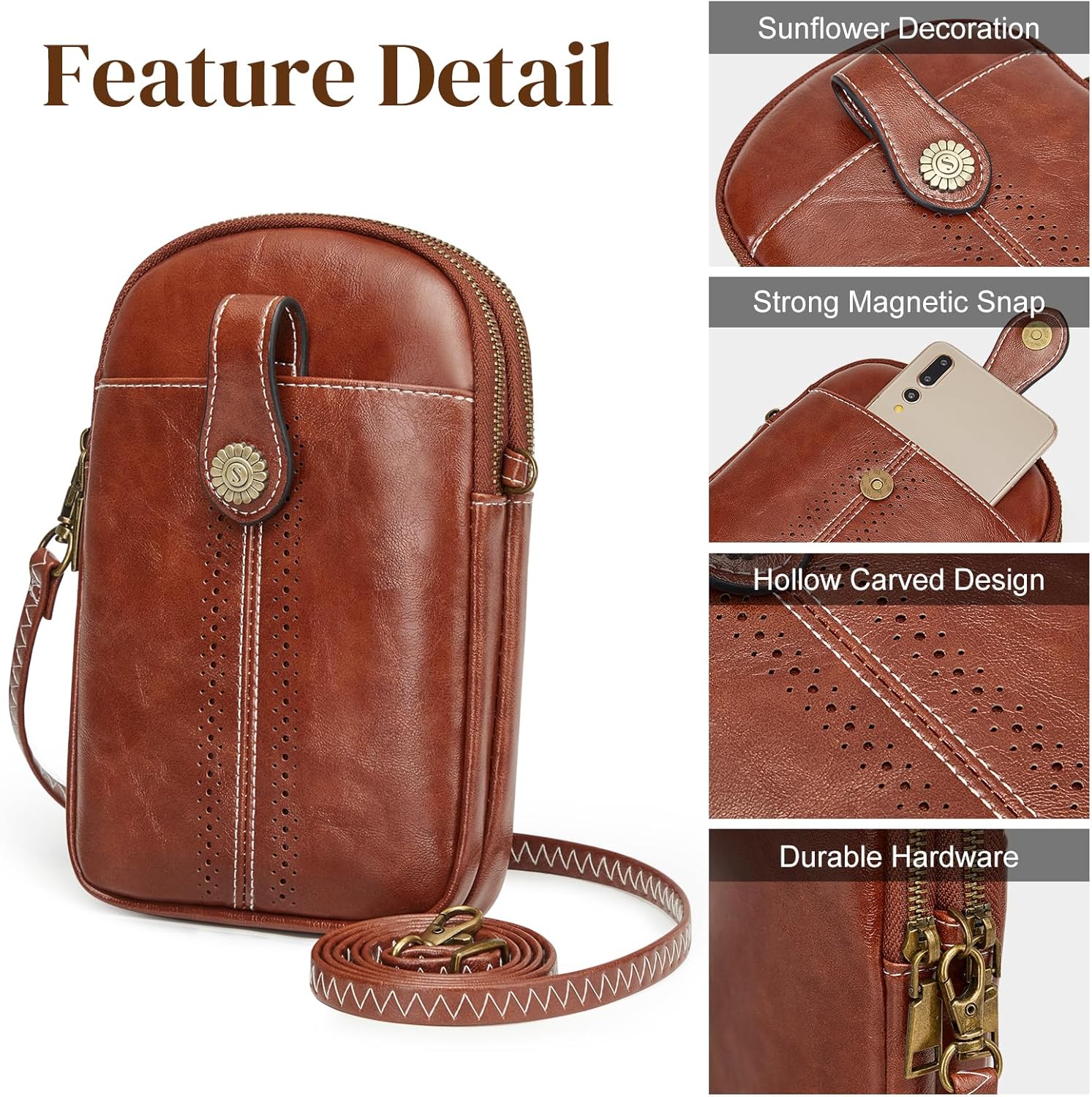 Leather Tote Bag for Women with Small Crossbody Bag - Image 5
