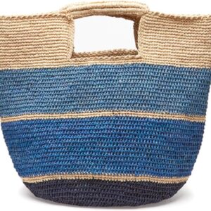 Mar Y Sol Camden Ombre Stripes Raffia Carryall Tote Straw Beach Bag