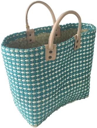 MAR Y SOL Hadley Tote Handwoven Raffia Bag with Leather Handles & Pom Pom Fruit Charm, Full Size or Mini in Multiple Colors - Image 4