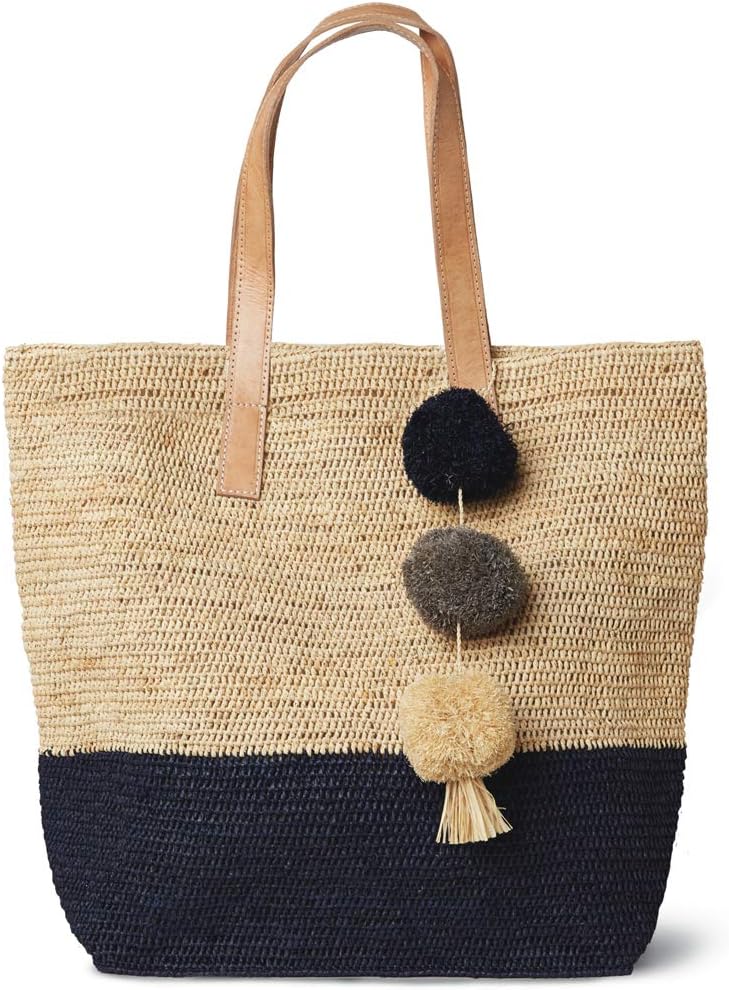 MAR Y SOL Montauk Crocheted Raffia Colorblock Tote Bag - Image 5