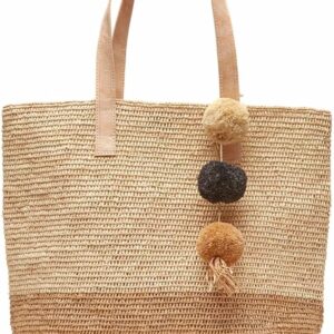 MAR Y SOL Montauk Crocheted Raffia Colorblock Tote Bag