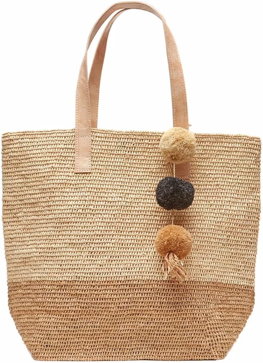 MAR Y SOL Montauk Crocheted Raffia Colorblock Tote Bag