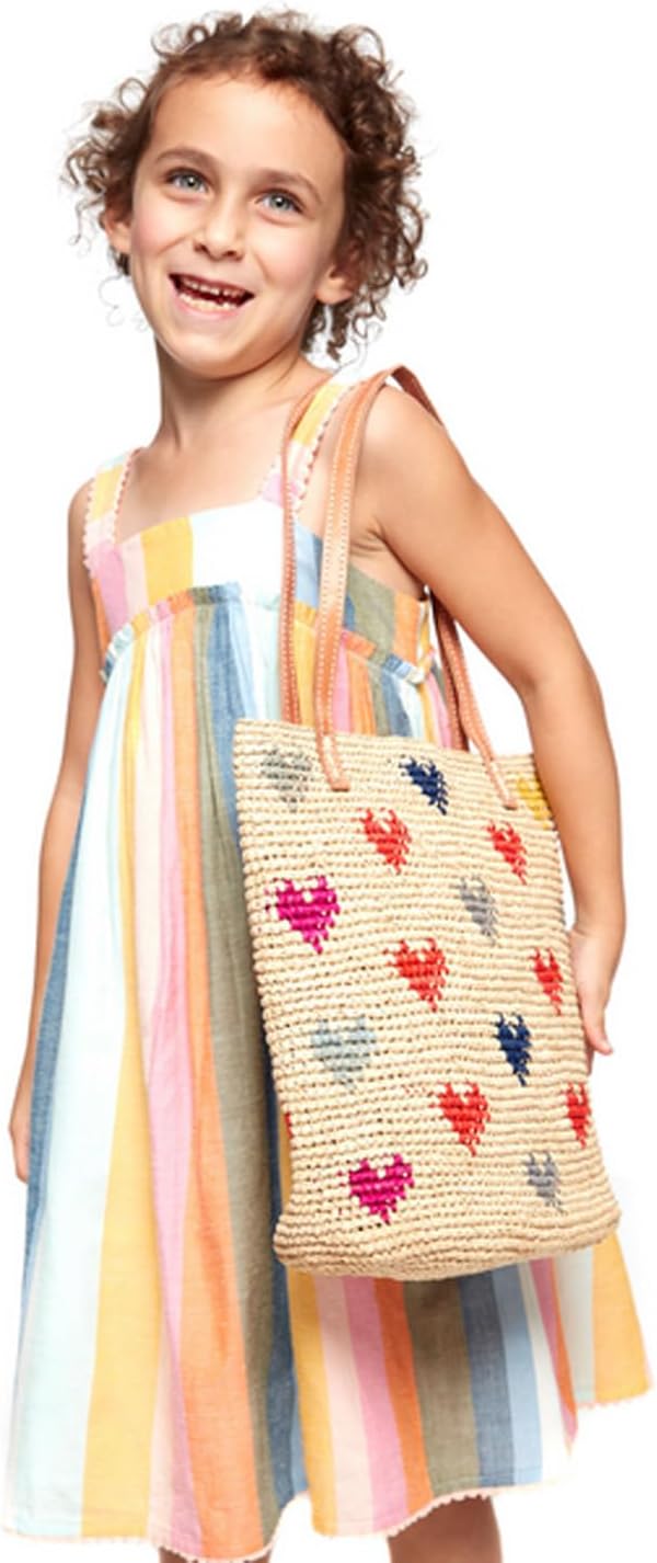 MAR Y SOL Women's Amelie II Hearts Crocheted Raffia Straw Mini Tote Bag - Image 3