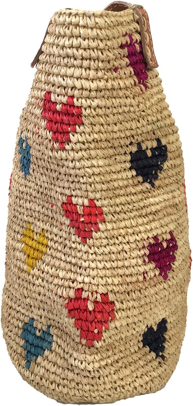 MAR Y SOL Women's Amelie II Hearts Crocheted Raffia Straw Mini Tote Bag - Image 2