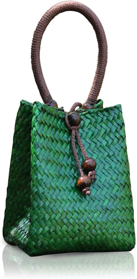 Mini Green Straw Rattan Tote Handbag