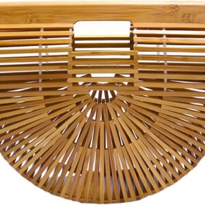 Miuco Womens Bamboo Handbag Handmade Large Tote Bag Straw Beach Bags Beach Purse Size