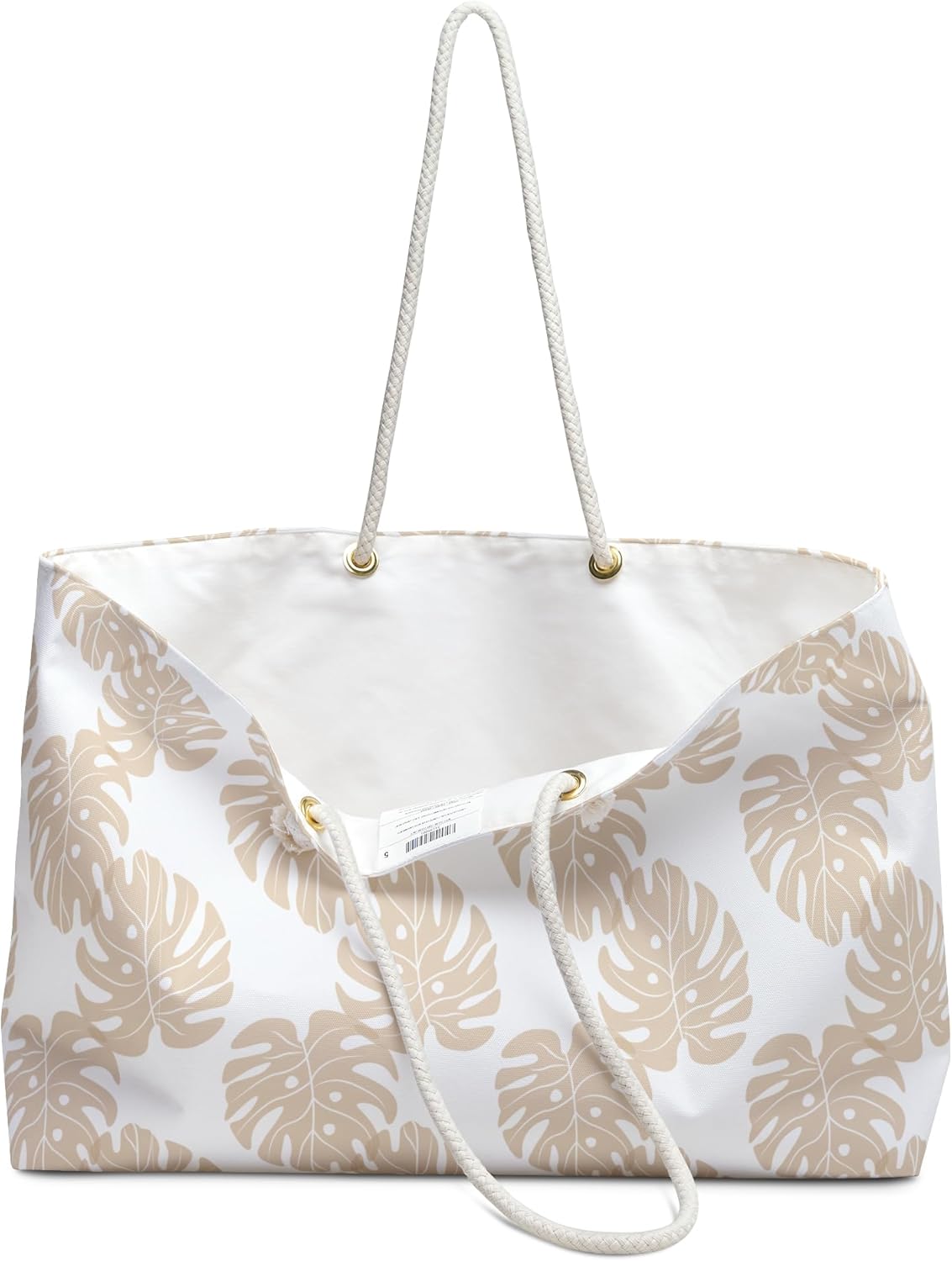 Monstera Botanical Shopping Bag Biege Summer Beach Bag Vacation Travel Tote Bag Reusable Bag Pool Picnic Gift for Her - Image 3