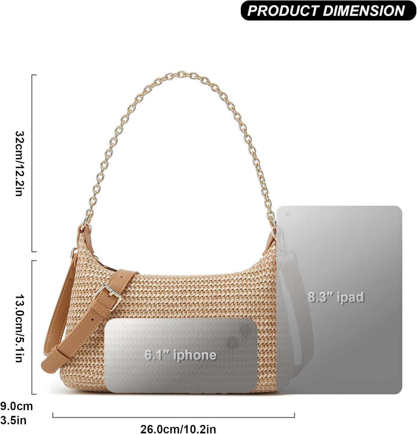 MOPOVO Women's Straw Woven Shoulder Bag Beach Purse Summer Vacation Tote Handbag - Image 6