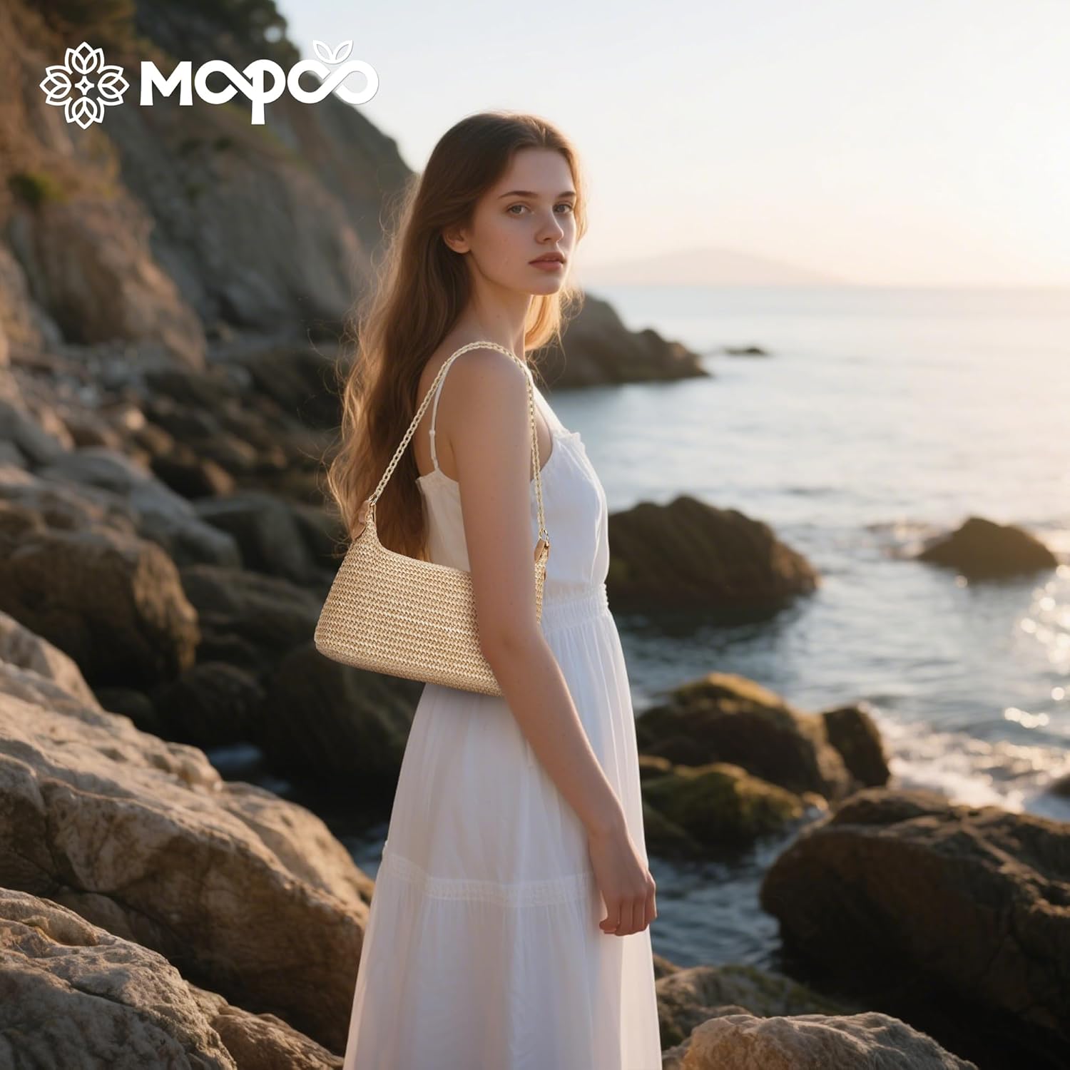 MOPOVO Women's Straw Woven Shoulder Bag Beach Purse Summer Vacation Tote Handbag - Image 7