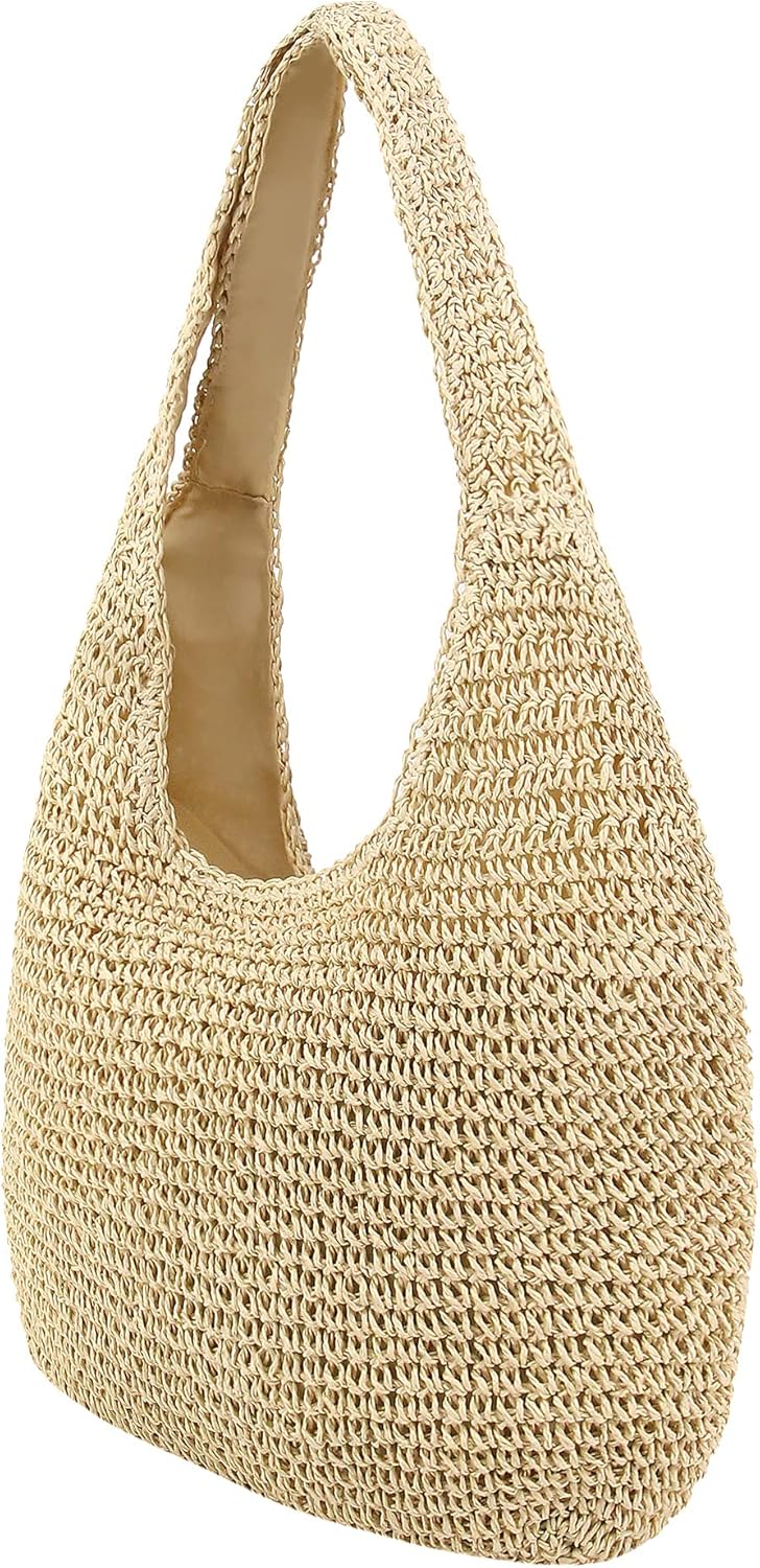 Naimo Women Straw Beach Shoulder Bag Woven Tote Handbag Large Handmade Weaving Summer Casual Hobo Bag - Image 8