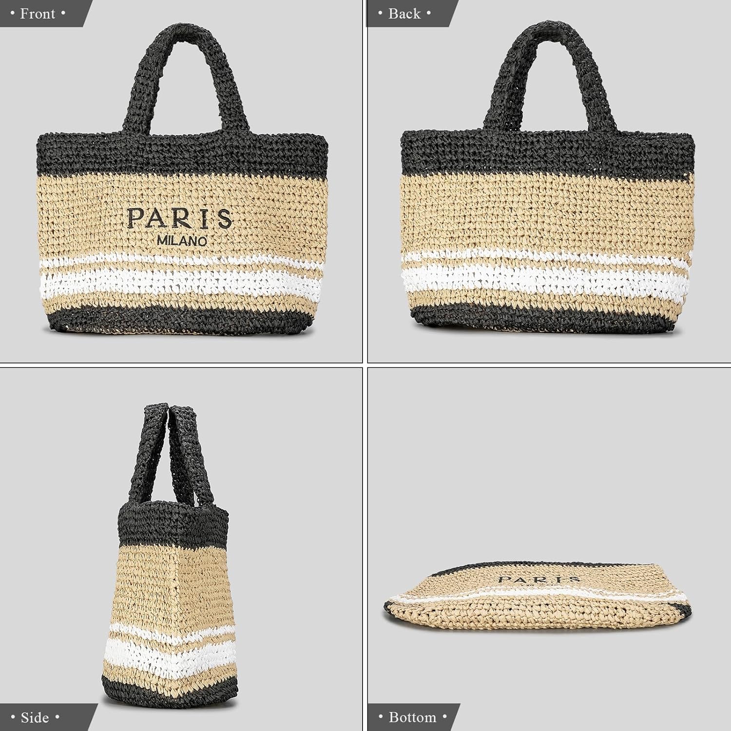 POAPRRD Large Straw Tote Bag Summer Straw Purse for Women Vacation Raffia Woven Beach Bags Handbag - Image 6