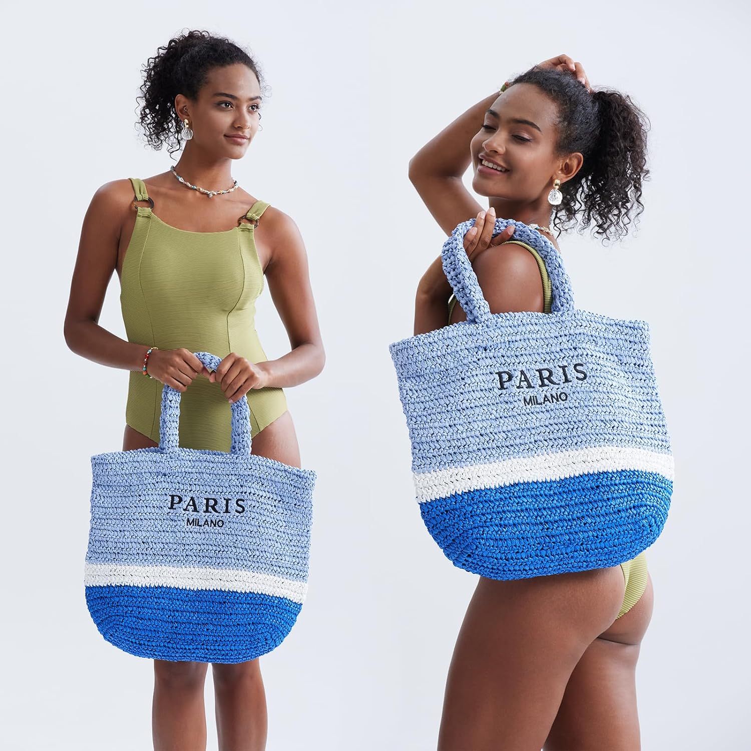 POAPRRD Large Straw Tote Bag Summer Straw Purse for Women Vacation Raffia Woven Beach Bags Handbag - Image 3