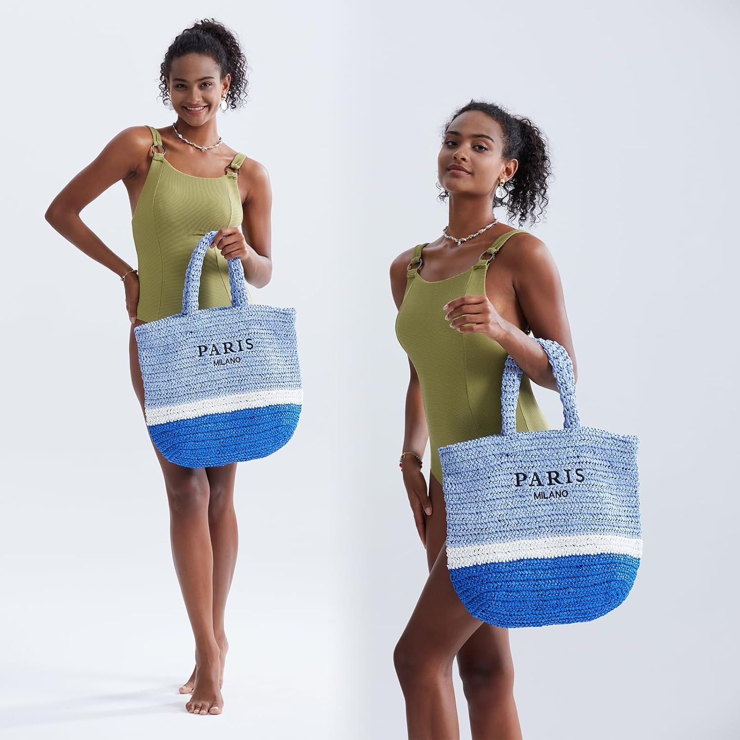 POAPRRD Large Straw Tote Bag Summer Straw Purse for Women Vacation Raffia Woven Beach Bags Handbag - Image 2