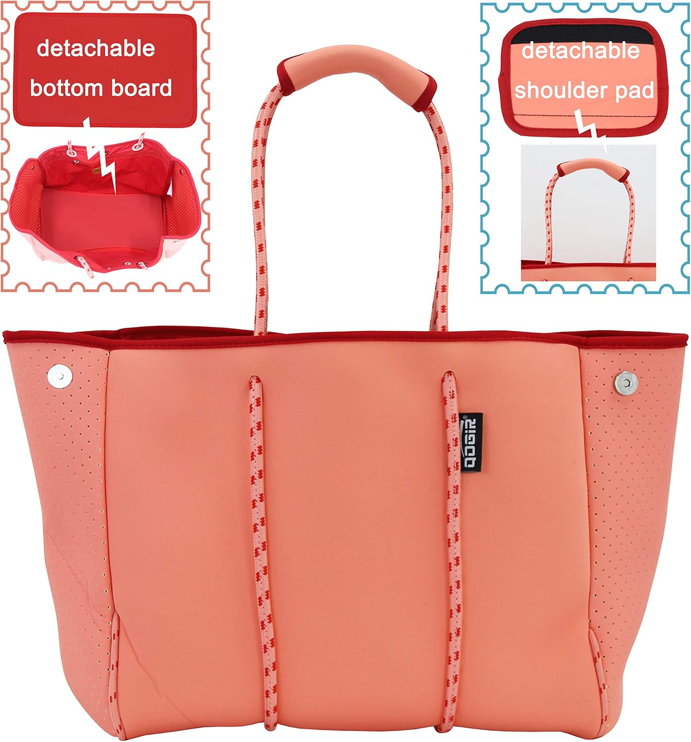 QOGiR Neoprene Multipurpose Beach Bag Tote with Inner Zipper Pocket \u2026 \u2026 \u2026 \u2026 - Image 2