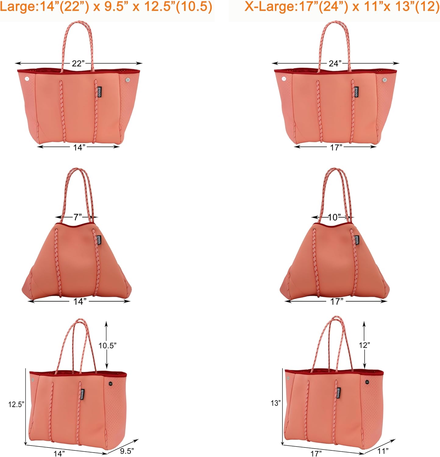 QOGiR Neoprene Multipurpose Beach Bag Tote with Inner Zipper Pocket \u2026 \u2026 \u2026 \u2026 - Image 3