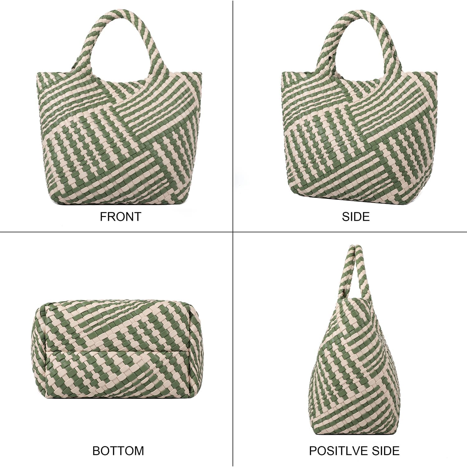 Queenoris Woven Bag for Women, Vegan Leather Tote Bag Large Summer Beach Travel Handbag and Purse Retro Handmade Shoulder Bag - Image 6