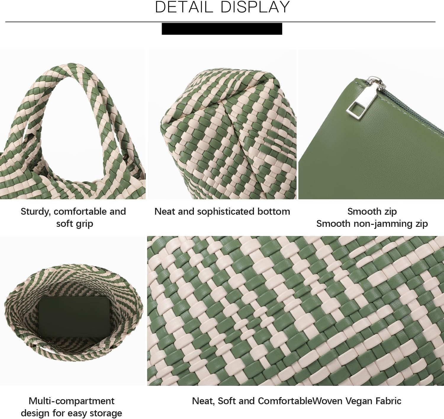 Queenoris Woven Bag for Women, Vegan Leather Tote Bag Large Summer Beach Travel Handbag and Purse Retro Handmade Shoulder Bag - Image 5