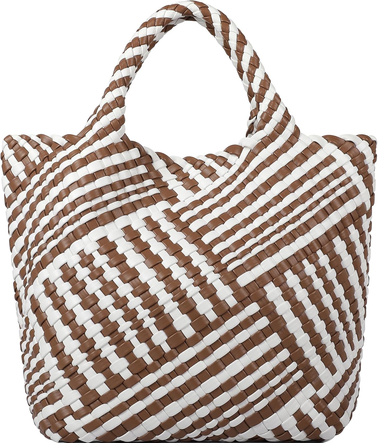 Queenoris Woven Bag for Women, Vegan Leather Tote Bag Large Summer Beach Travel Handbag and Purse Retro Handmade Shoulder Bag - Image 9