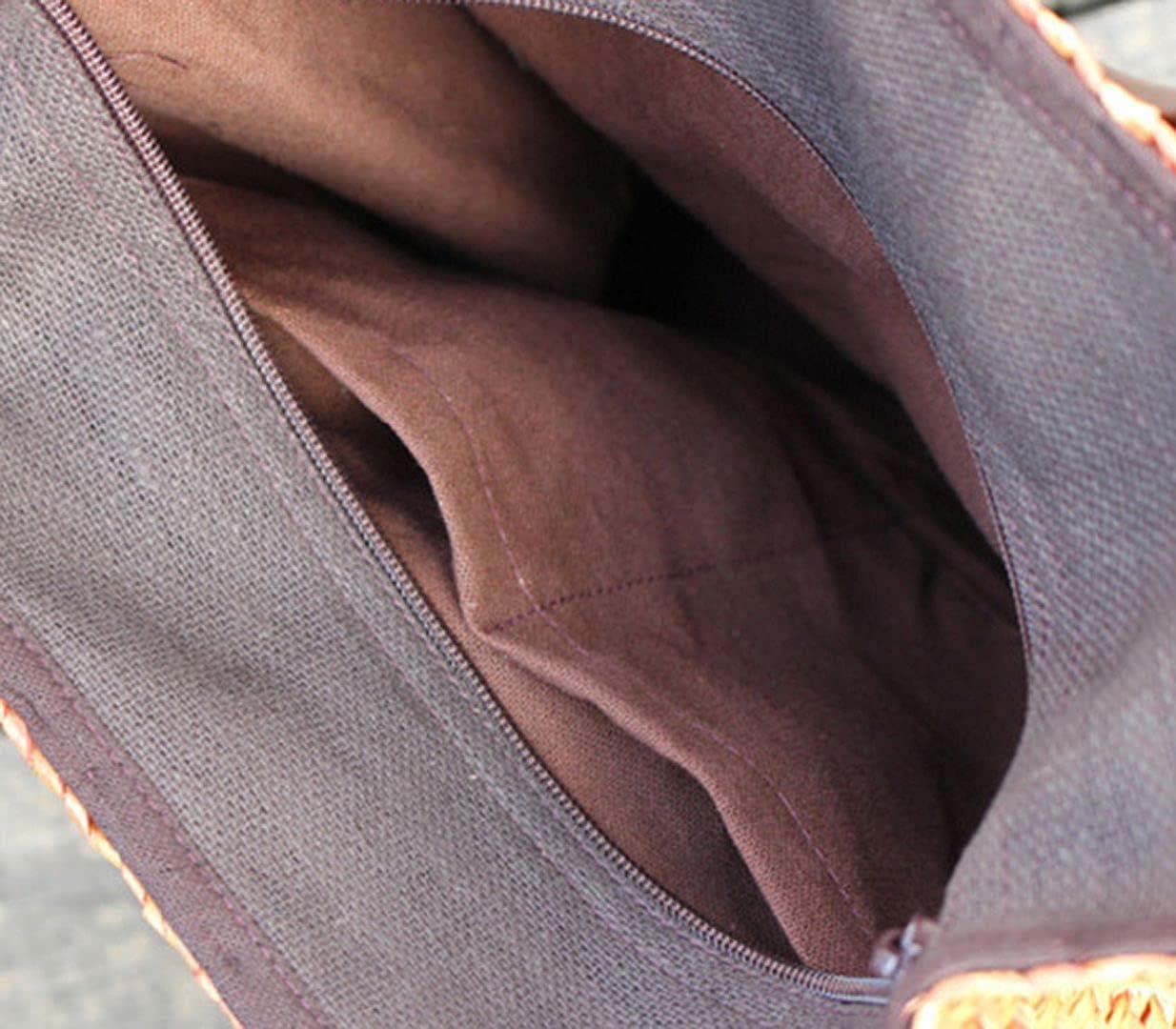 QZUnique Hand-woven Straw Bag Women Summer Beach Handbag Purse Retro Rattan Tote Clutch Travel Bag with Wood Round Top Handle - Image 2