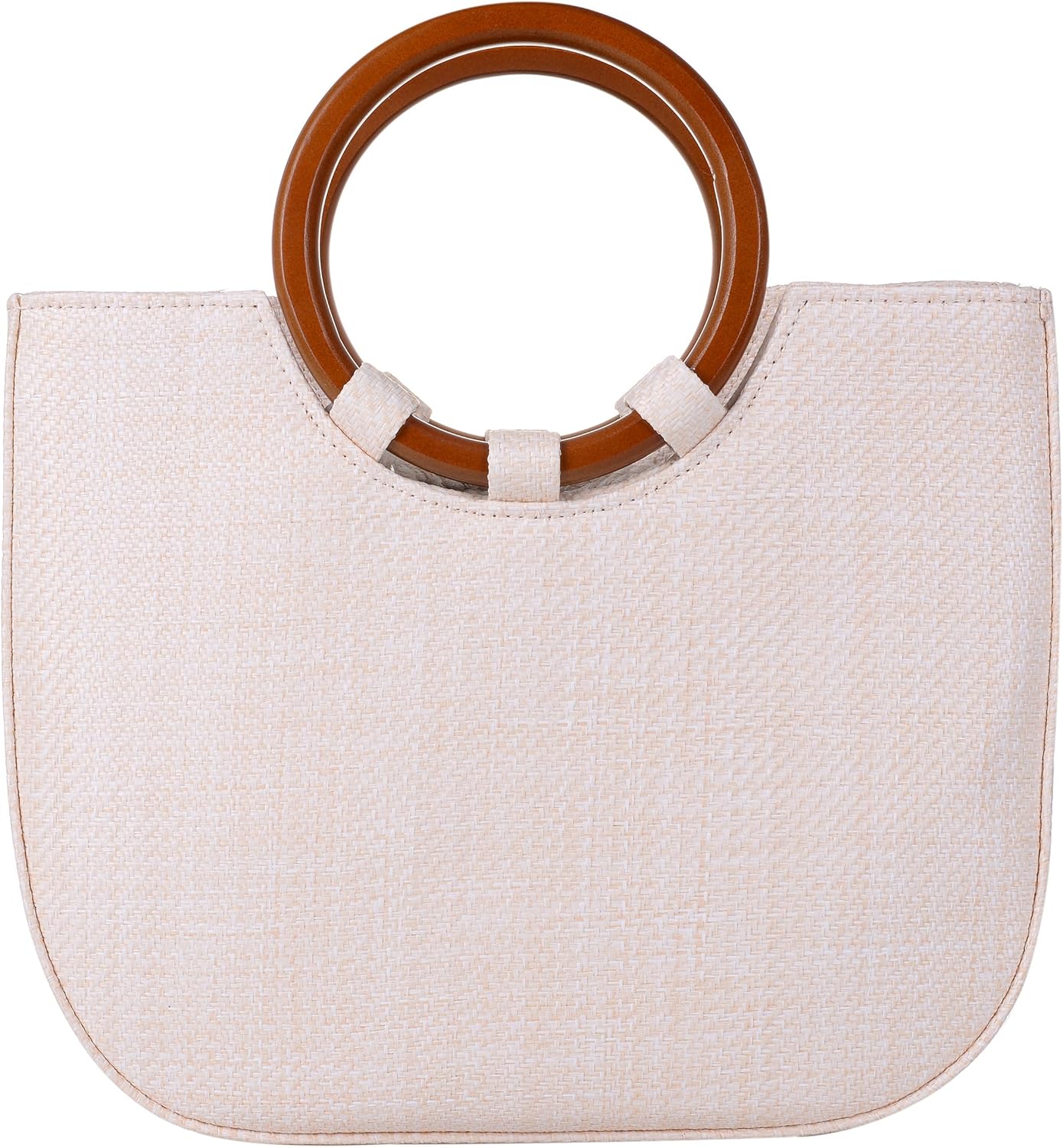 QZUnique Hand-woven Straw Bag Women Summer Beach Handbag Purse Retro Rattan Tote Clutch Travel Bag with Wood Round Top Handle - Image 9