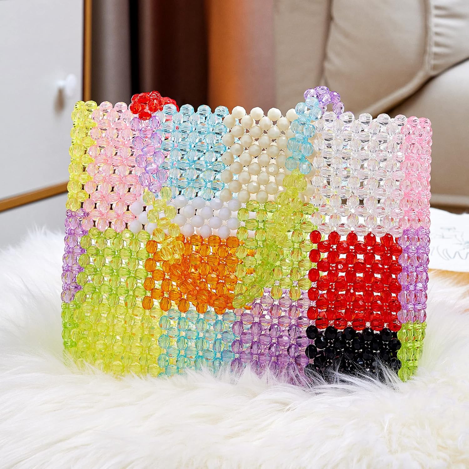 Rainbow Colorful Beaded Bag Handbags Tote Bags - Image 3