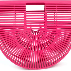 RULER TRUTH Women's Bamboo Handbag by Handmade Straw Bag,Tote Bamboo Purse Natural Basket Bag for Summer Beach\u2026