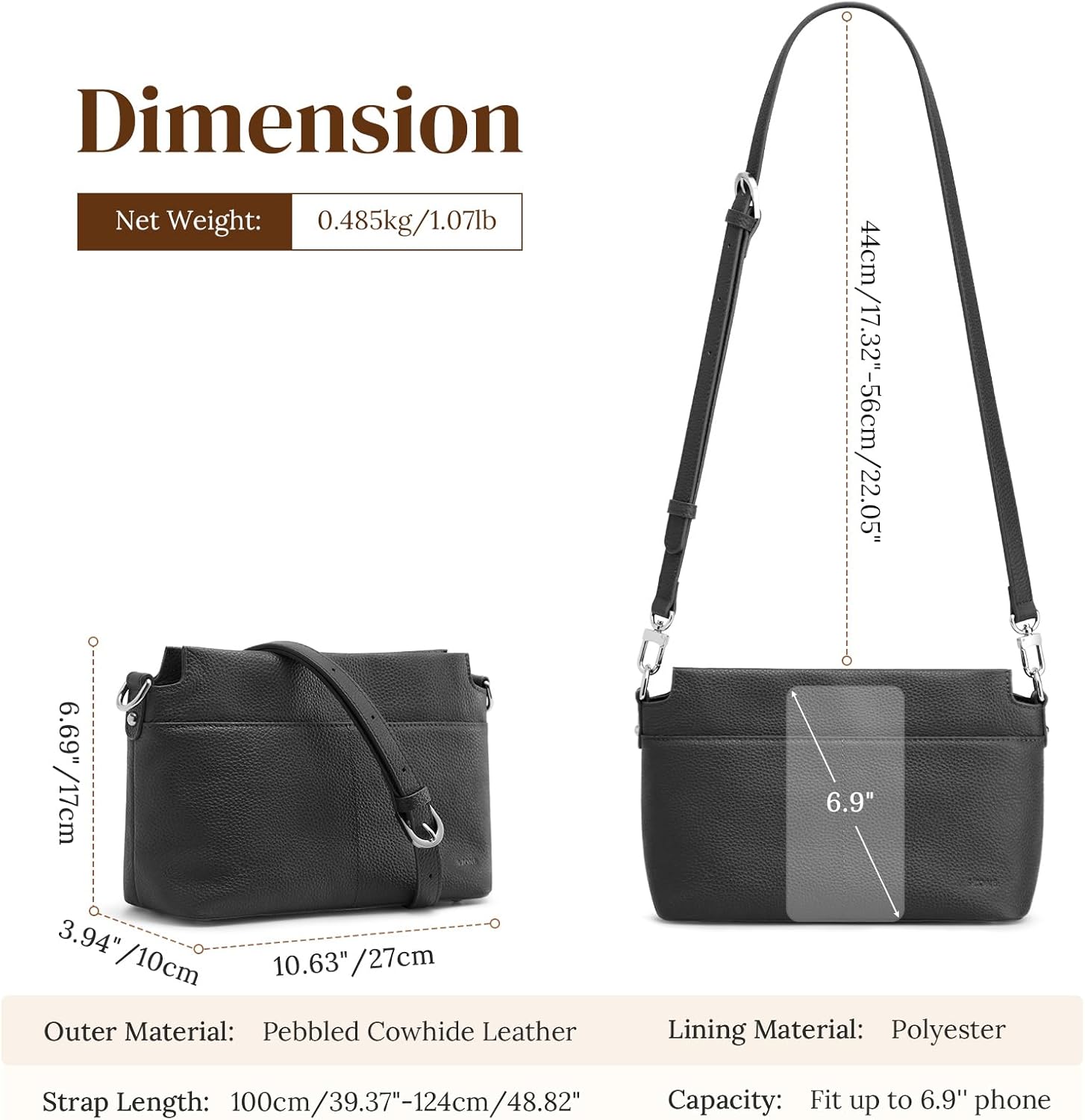 S-ZONE Leather Tote Bag Large Purse for Women with Small Leather Crossbody Bag Vintage Shoulder Purse - Image 7