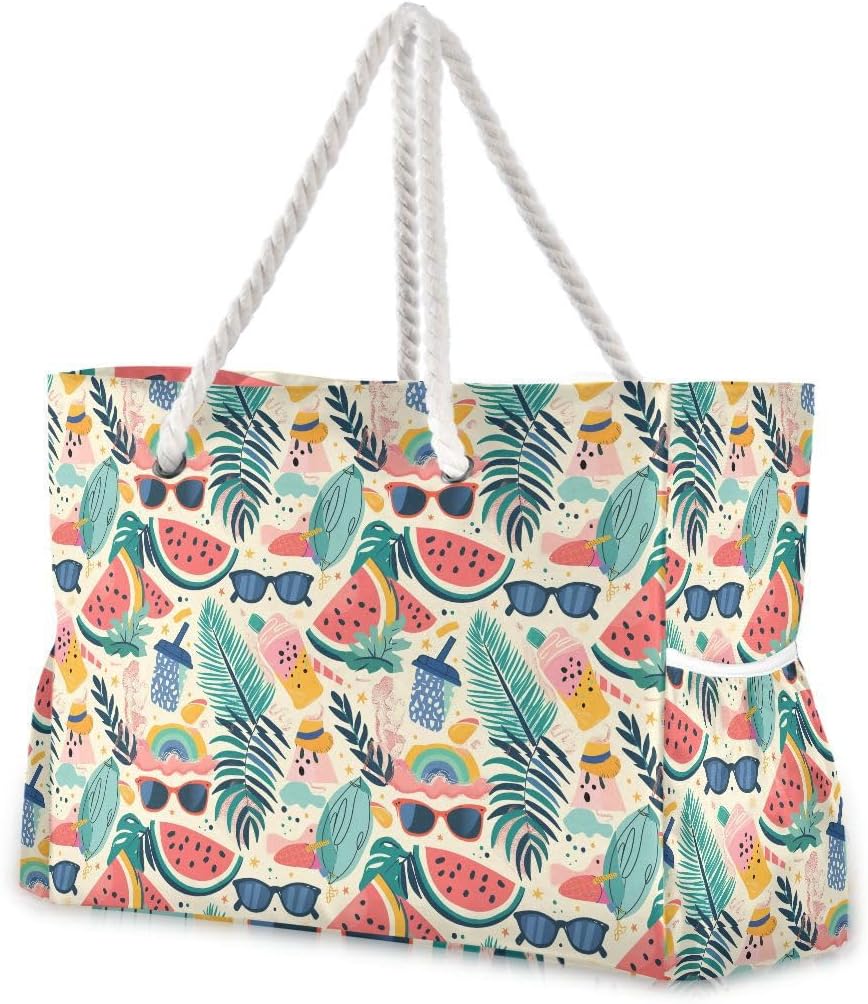 senya Large Beach Shoulder Bags Canvas Tote Water Resistant for Gym Travel Daily - Image 36