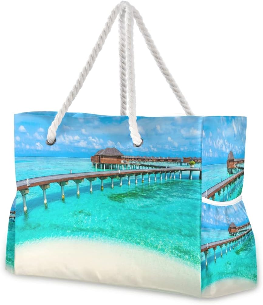 senya Large Beach Shoulder Bags Canvas Tote Water Resistant for Gym Travel Daily - Image 28