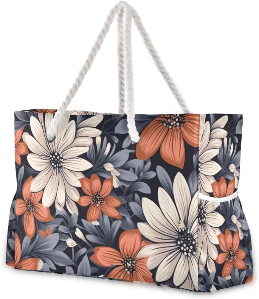 senya Large Beach Shoulder Bags Canvas Tote Water Resistant for Gym Travel Daily - Image 12