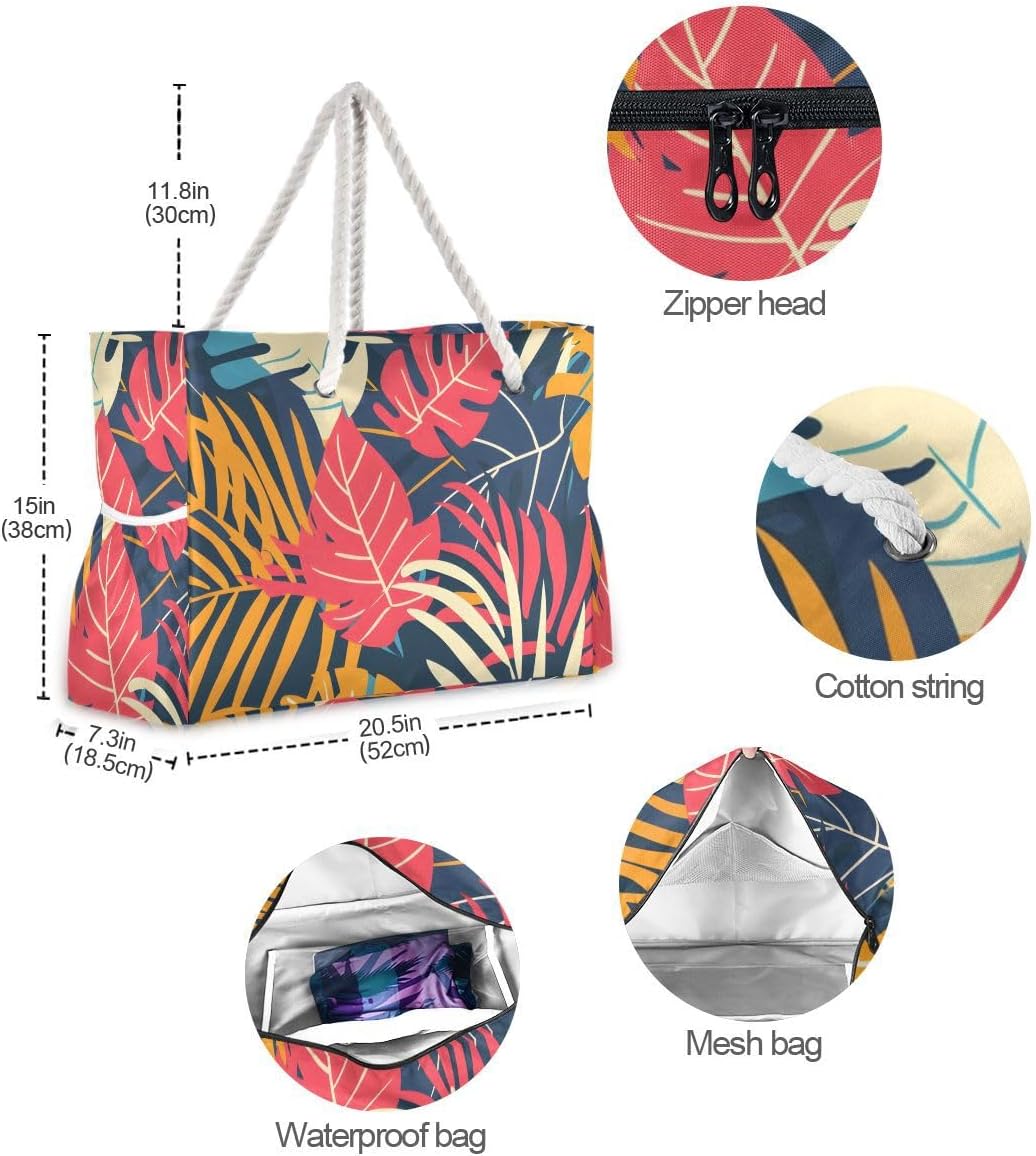 senya Large Beach Shoulder Bags Canvas Tote Water Resistant for Gym Travel Daily - Image 4