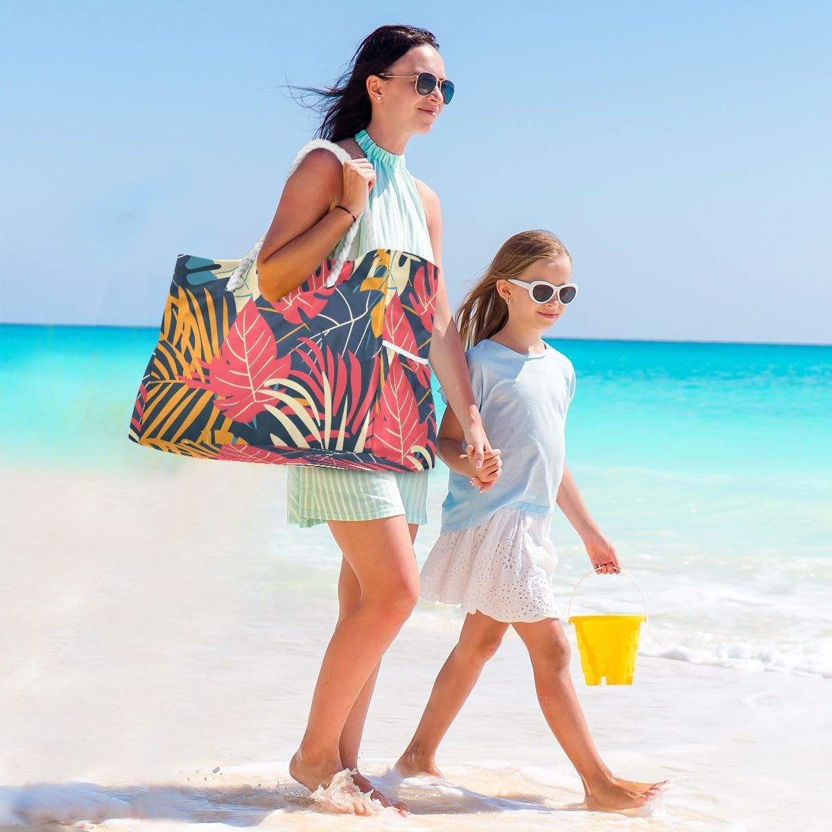 senya Large Beach Shoulder Bags Canvas Tote Water Resistant for Gym Travel Daily - Image 6