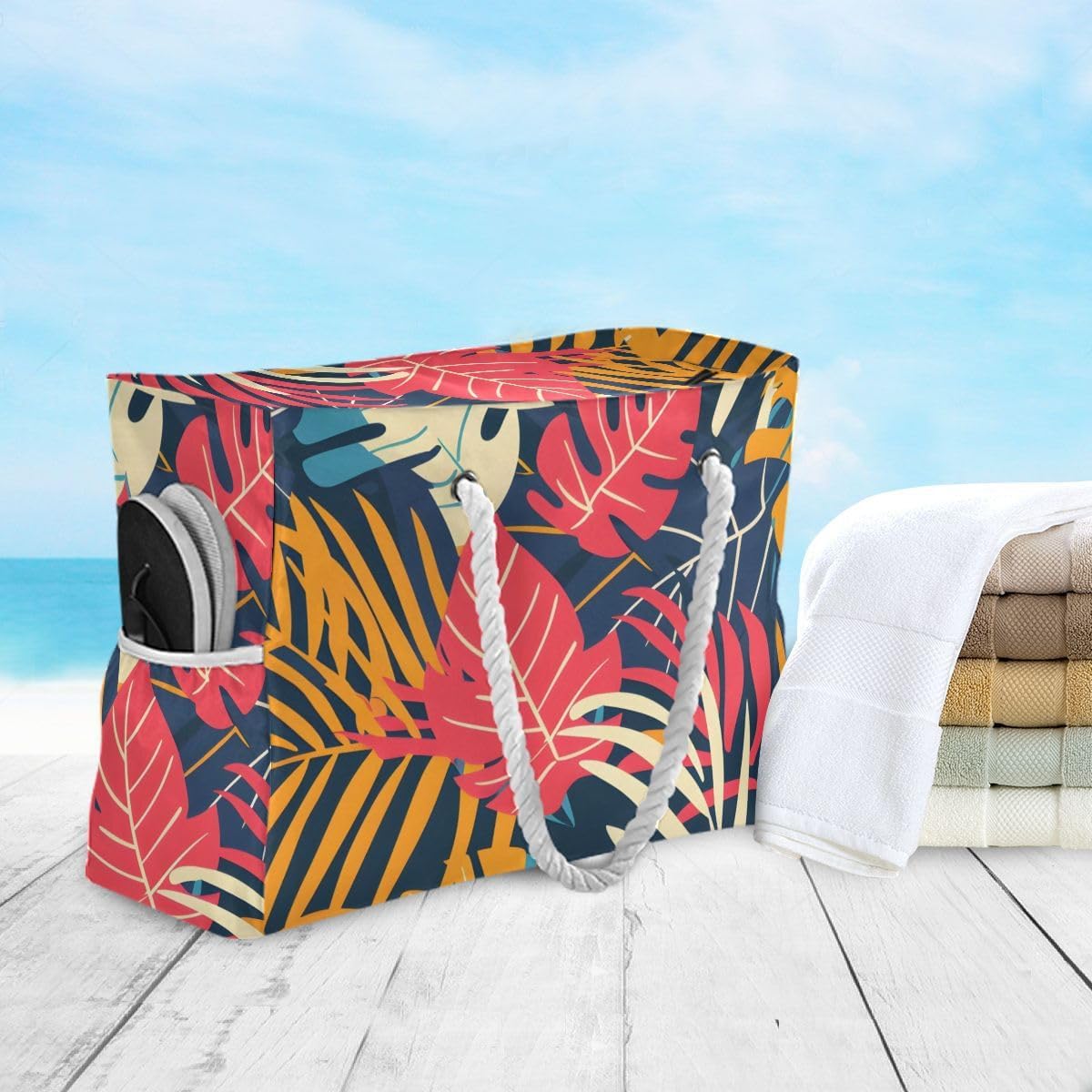 senya Large Beach Shoulder Bags Canvas Tote Water Resistant for Gym Travel Daily - Image 5