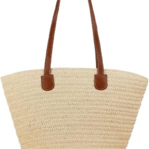 SIDUFHAOPKLL Bag Large Capacity Holiday Beach Bag Woven Bucket Bag Travel Casual Tote Bag(D)