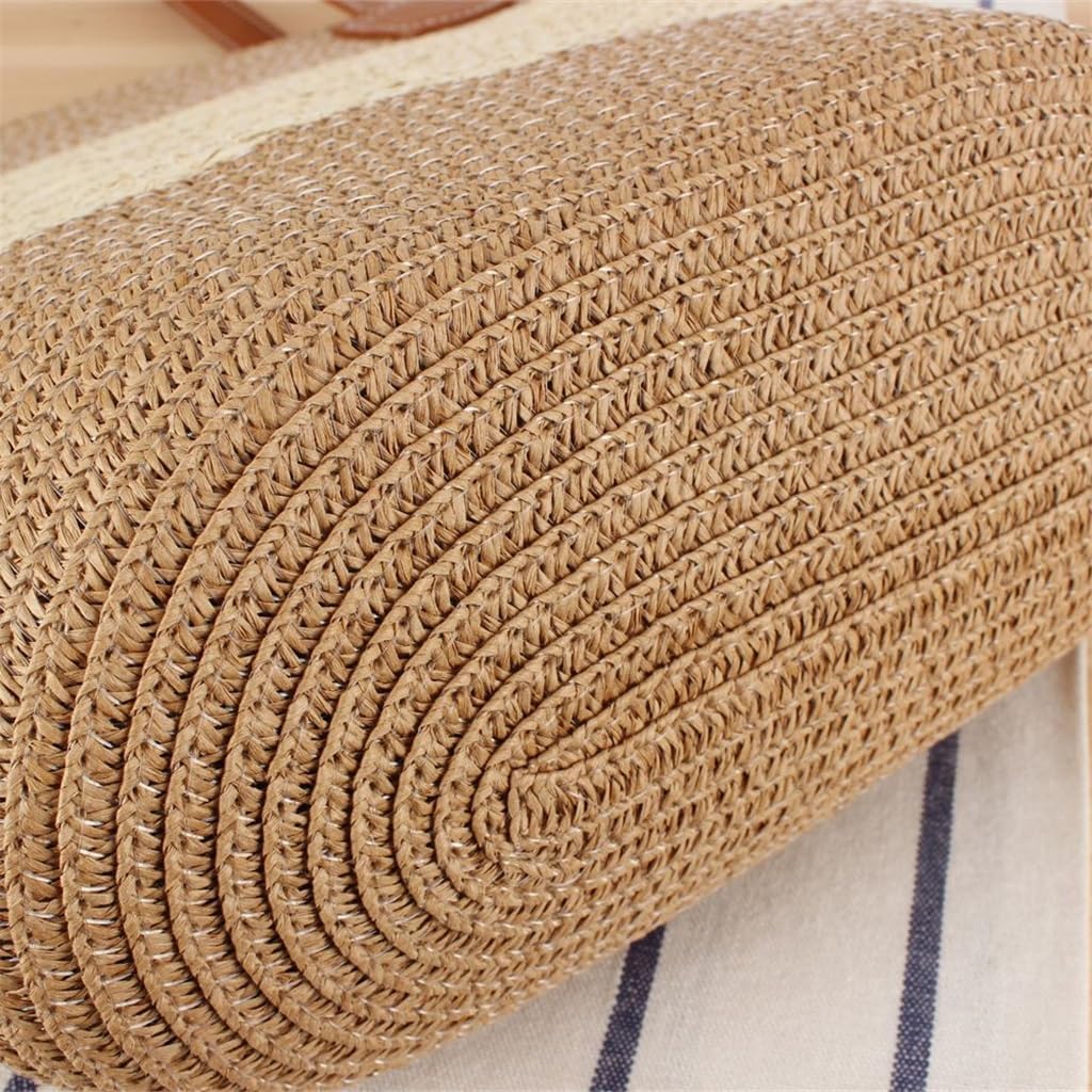 SIDUFHAOPKLL Stripe Large Capacity Tote Bag Handmade Woven Bag Holiday Hundred Shoulder Bag - Image 3