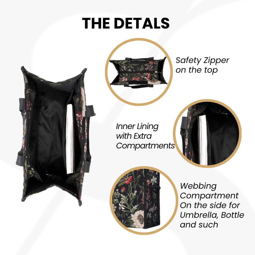 Signare Floral Shopping Tote Bag with Garden Flower Pattern - Image 5