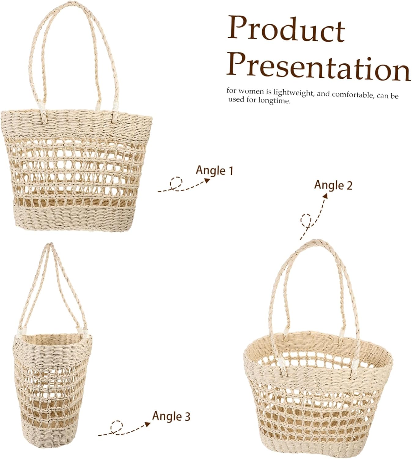 SOLUSTRE Hollow Woven Beach Handbag for Women Aesthetic Straw Tote Bag for Summer Seaside Casual Outings and Daily Use Lightweight and Versatile Storage - Image 9
